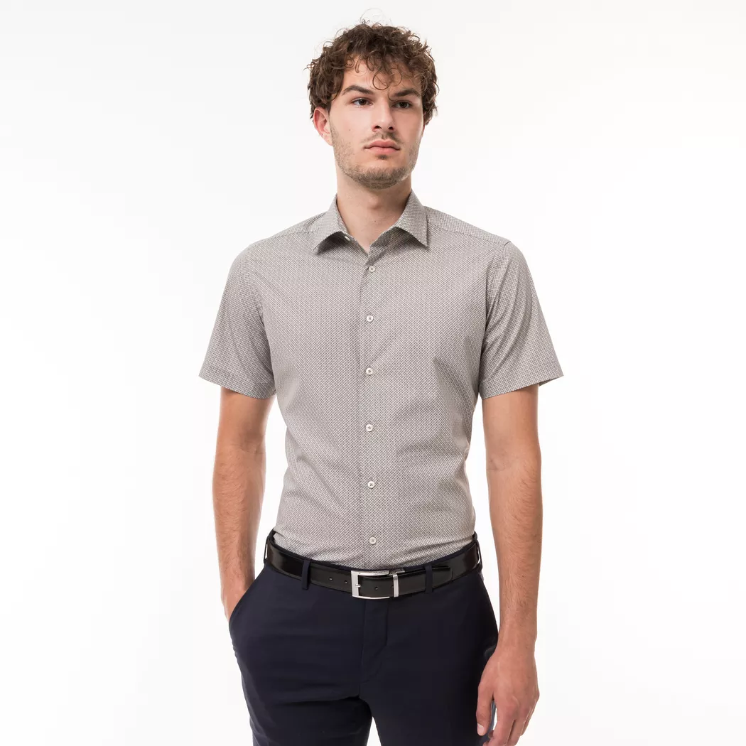 Manor Man - Hemd, Modern Fit, kurzarm, für Herren, Taupe, Größe L