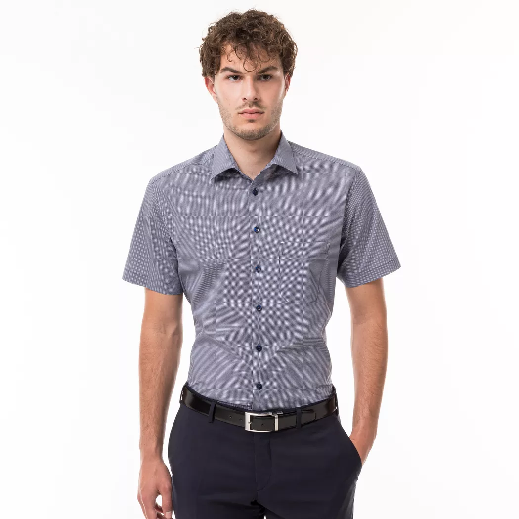 Manor Man - Hemd, Classic Fit, kurzarm, für Herren, Marine, Größe L