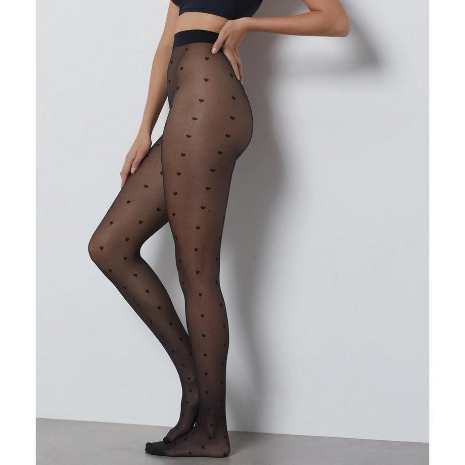 Etam Herz-Muster Transparente Strumpfhose  