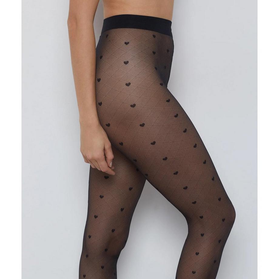 Etam Herz-Muster Transparente Strumpfhose  