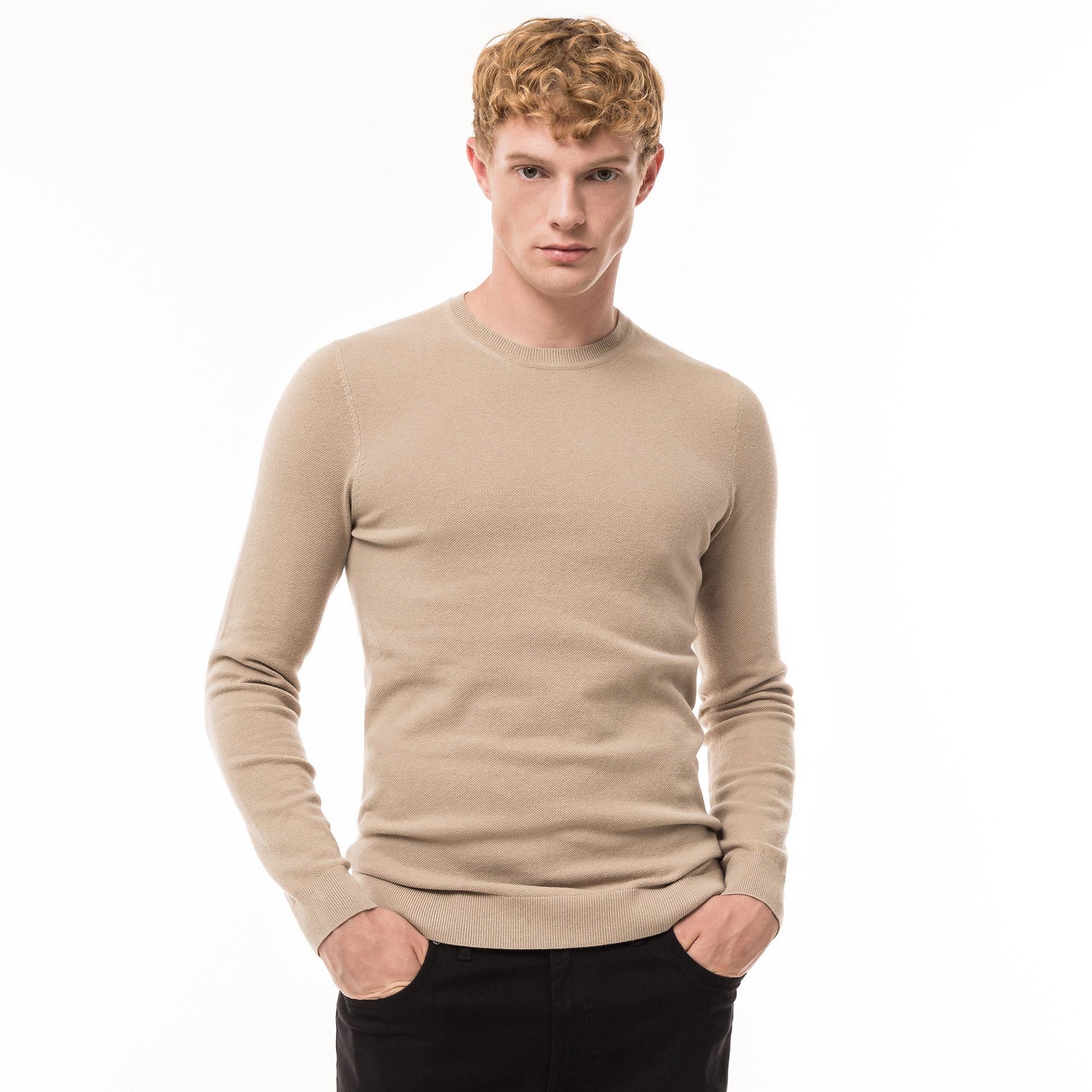Image of Pullover, Rundhals Herren Beige L