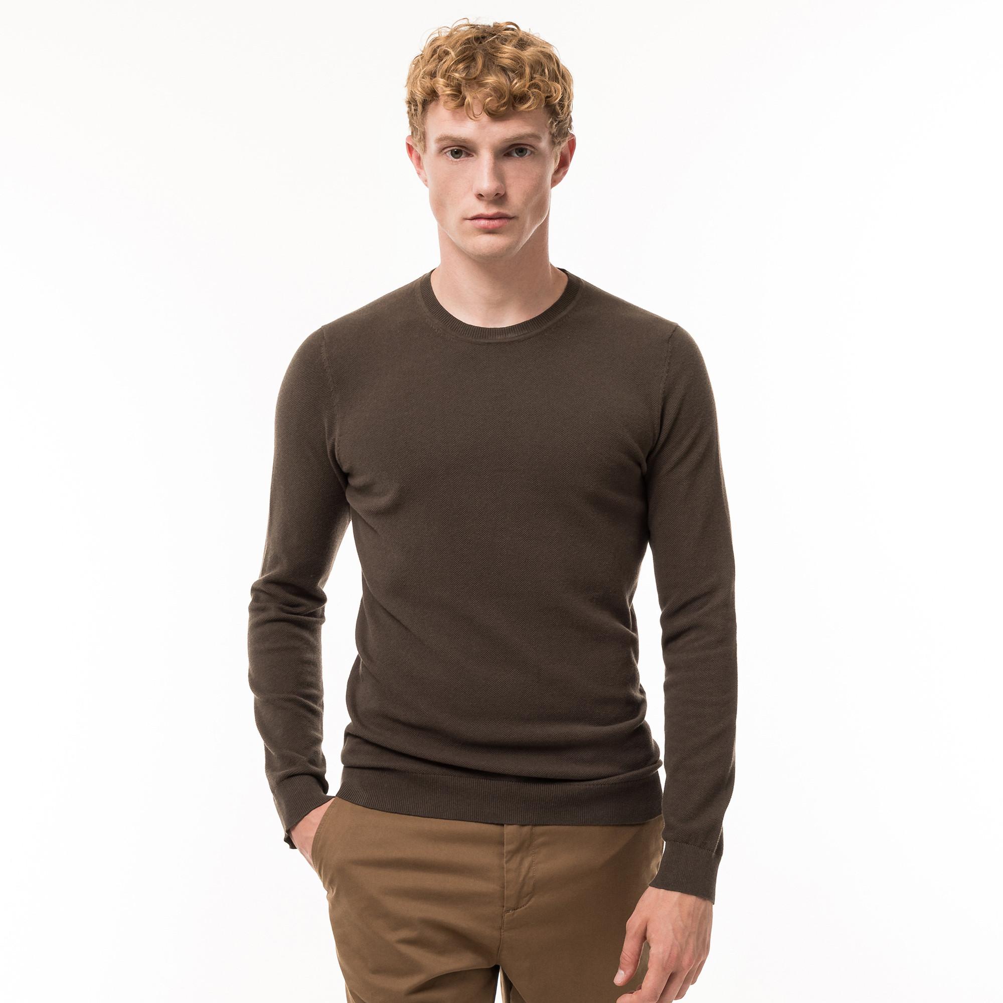 Image of Pullover, Rundhals Herren Khaki L