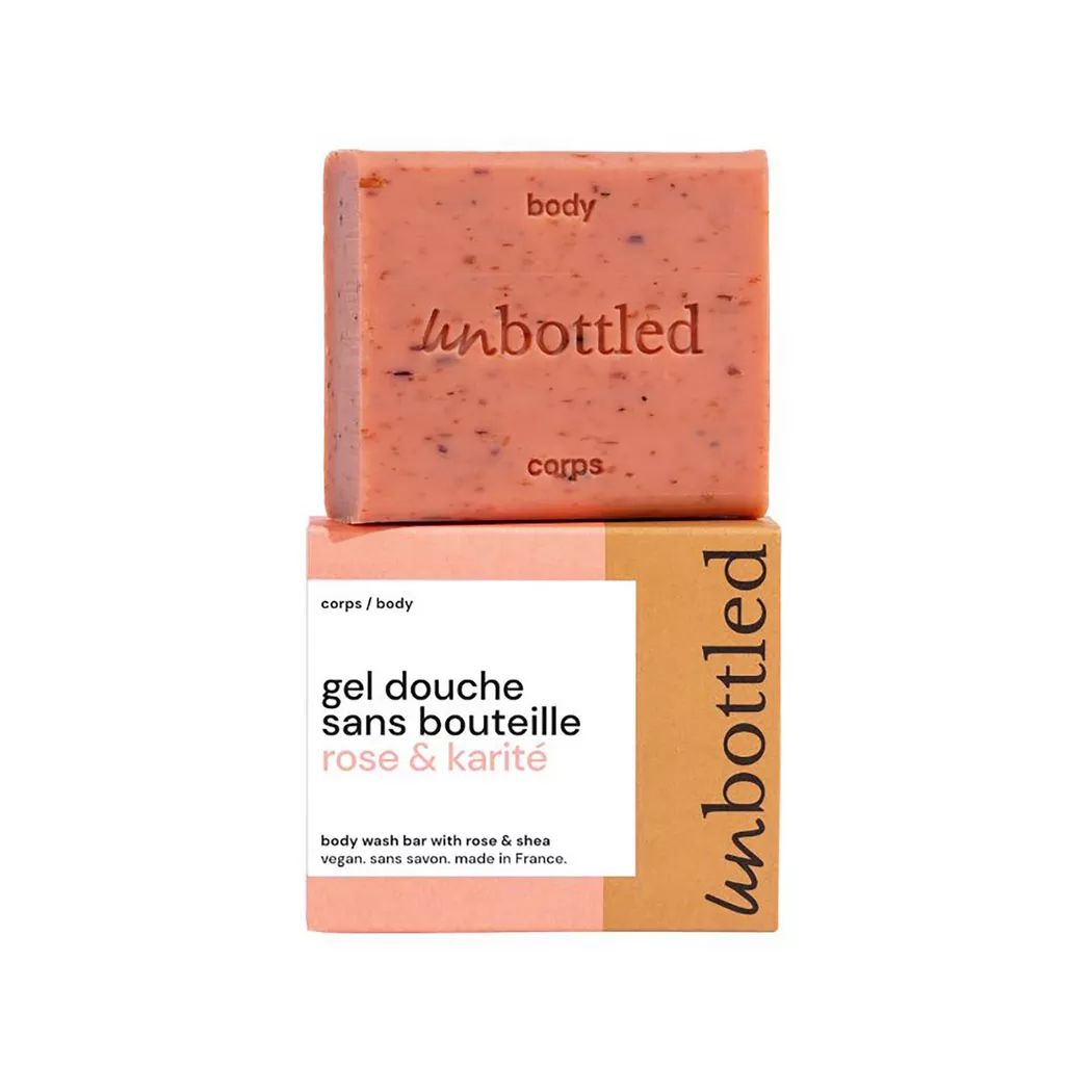 UNBOTTLED - Duschgel ohne Flasche Rose & Karité - pH-neutrale Seife, 110 g, Fantasie