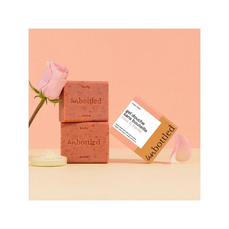 UNBOTTLED  Duschgel ohne Flasche Rose & Karité - pH-neutrale Seife 