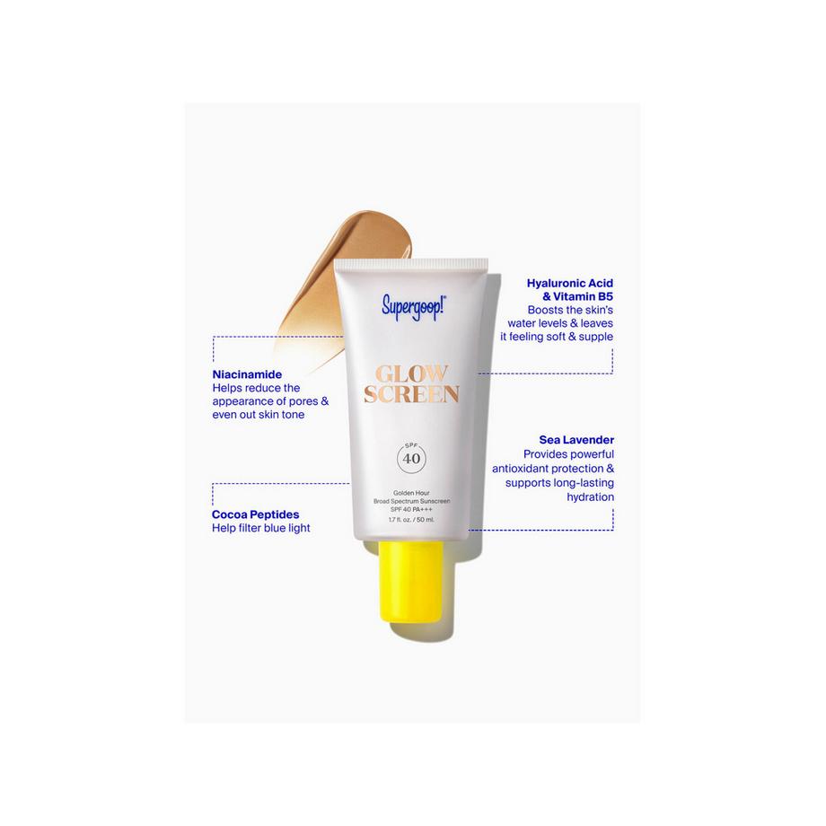 Supergoop  Glowscreen - Schermo solare SPF 30 PA+++ con acido ialuronico + niacinamide 