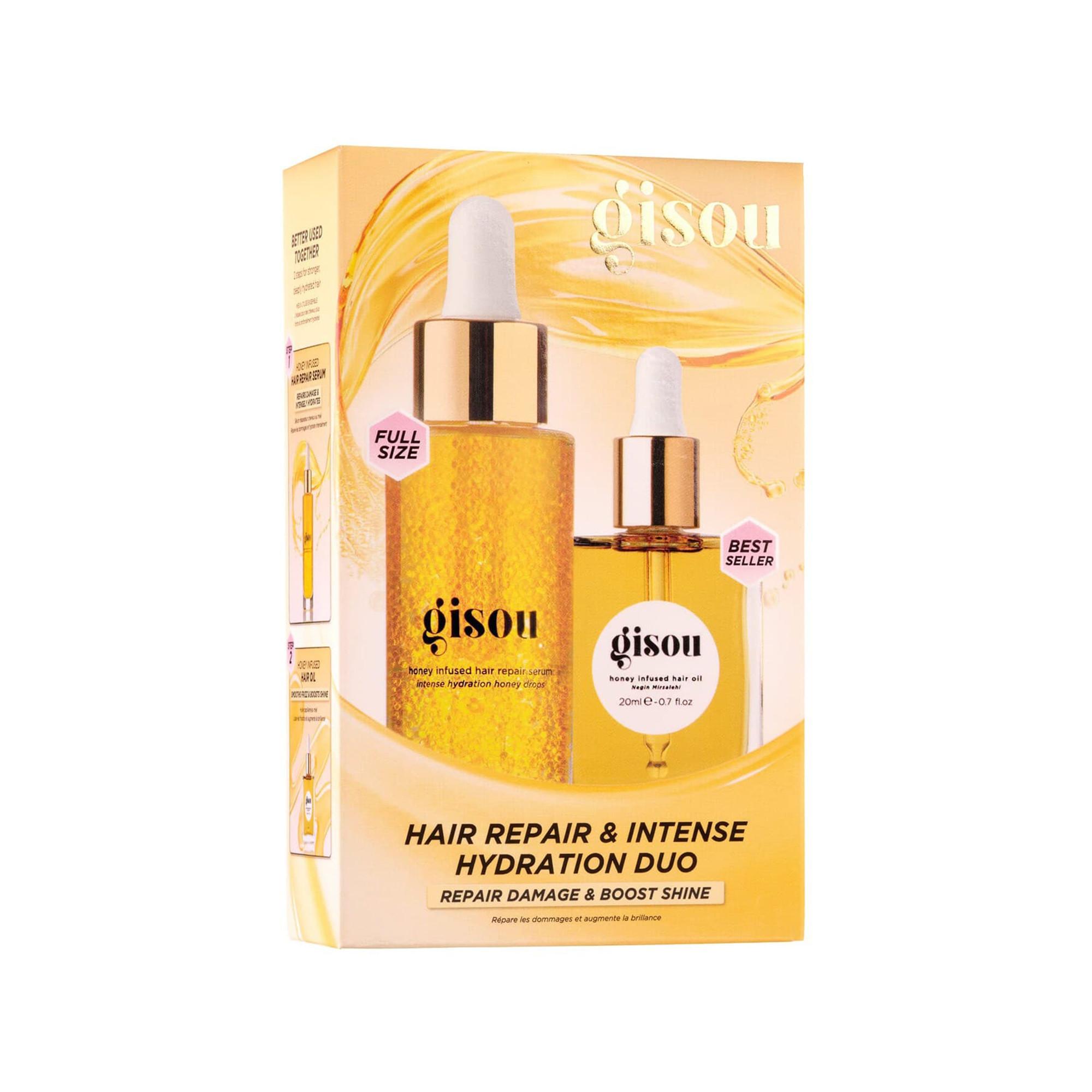 GISOU Honey Infused Hair Repair & Intense Hydration Duo - Serum and Oil for Damaged and Dull Hair 