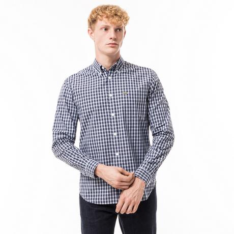 LACOSTE Popeline Carreaux Regular Fit Chemise  