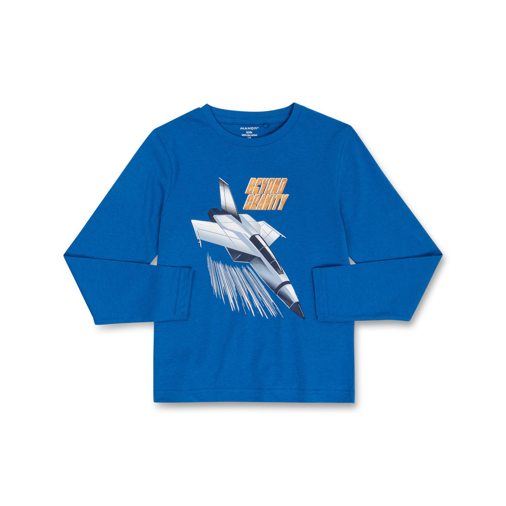 Image of T-shirt, Langarm Jungen Blau 146-152