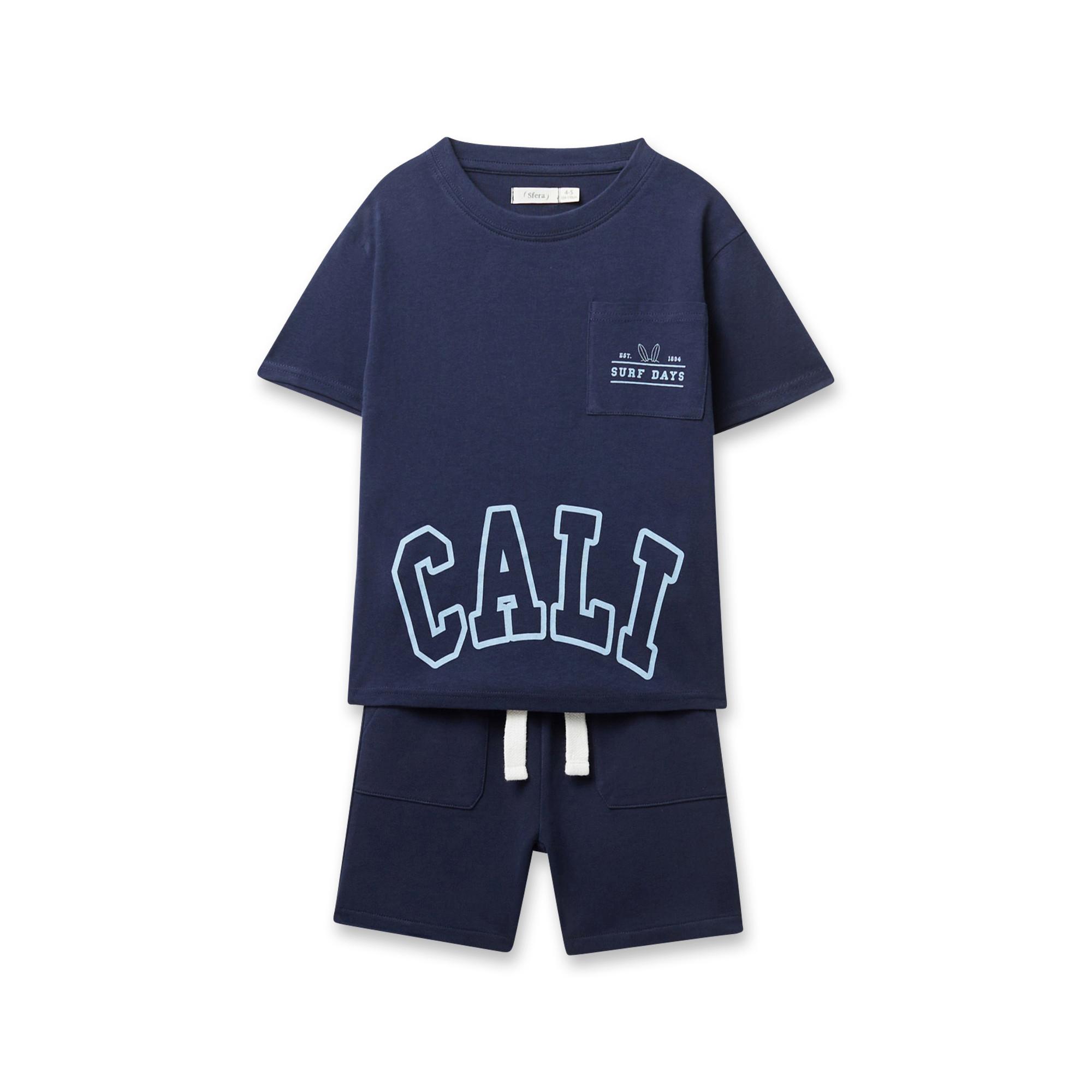 Image of Set: T-shirt Und Hose Unisex Marine 146-152