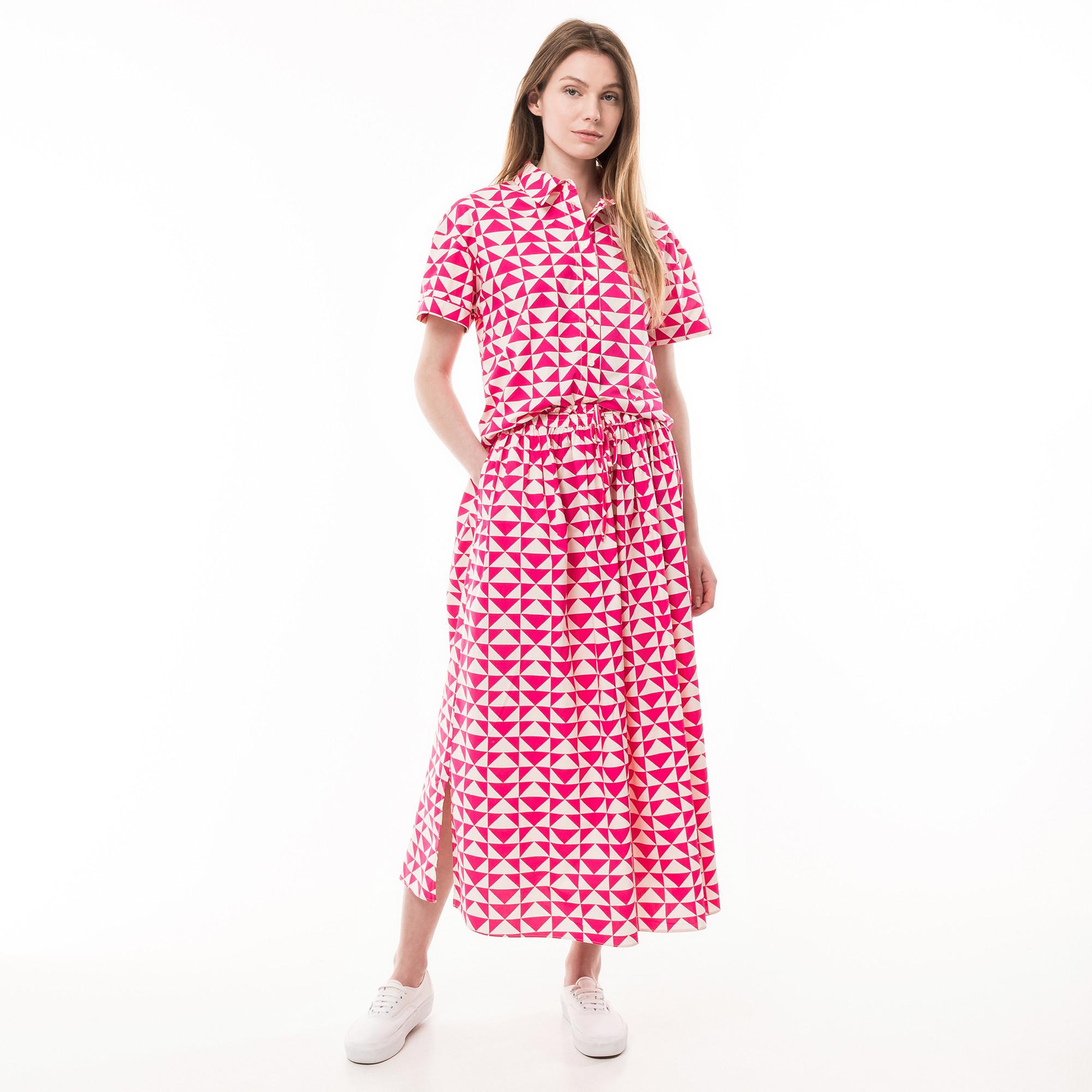 Image of Langer A-linien Rock Damen Himbeere 38