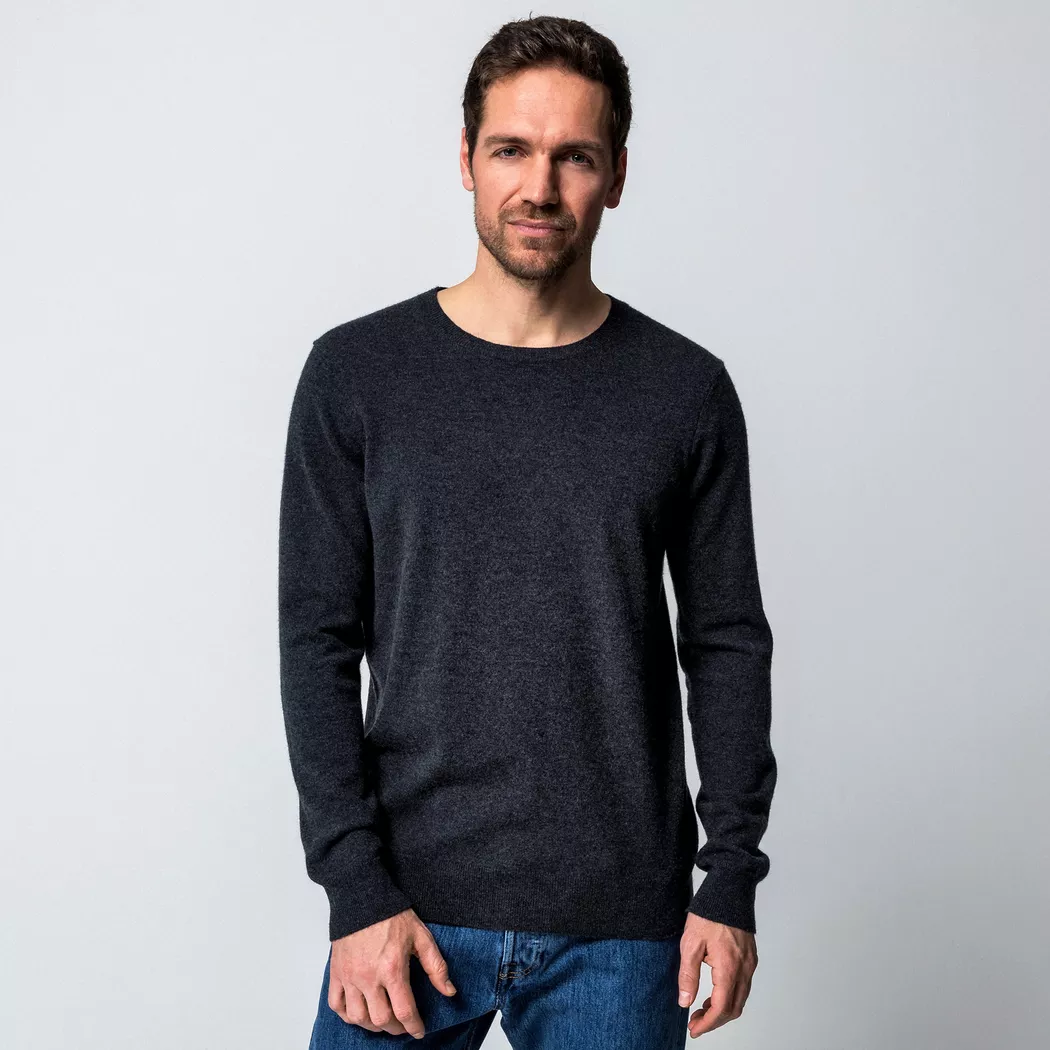 Manor Man - Cashmere-Pullover, Rundhals, für Herren, Anthrazit, Größe L