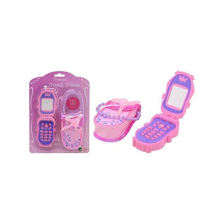 Sombo  Mobile Handy mit Tasche rosa mit Sound und Batterien 