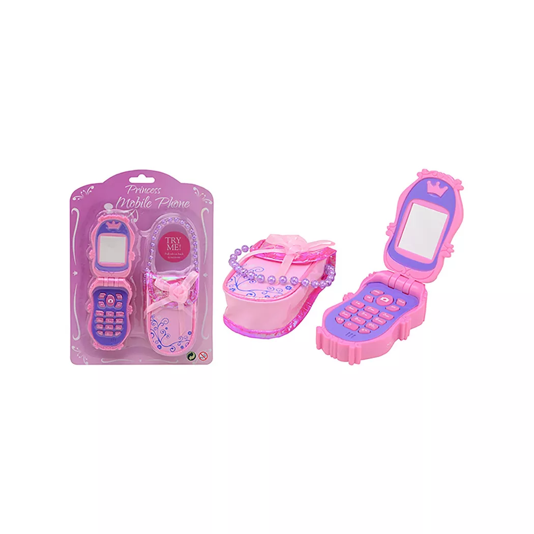 Sombo - Mobile Handy mit Tasche rosa mit Sound und Batterien