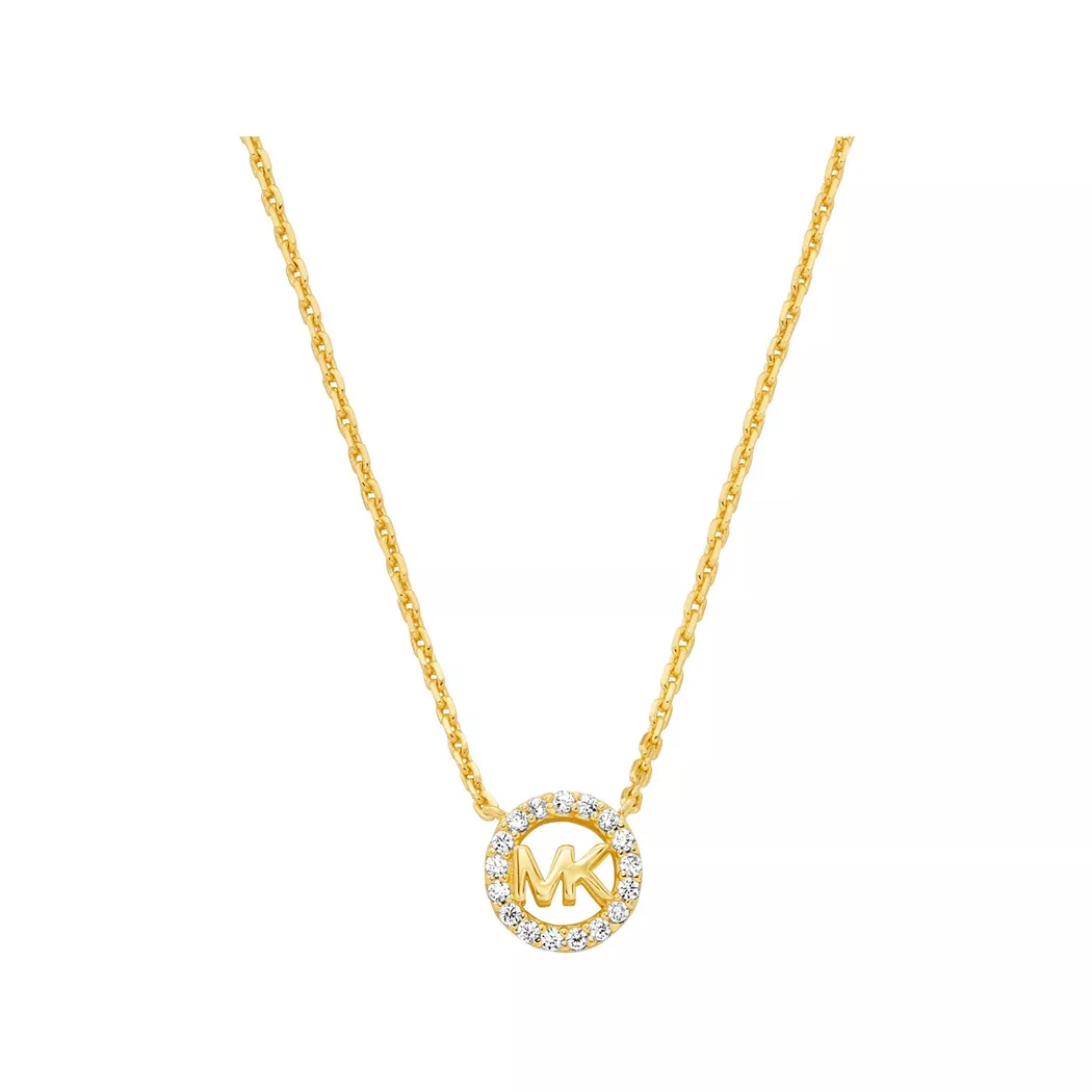 Kette mit Anhänger MICHAEL KORS "Schmuck Geschenk Silber 925 Halsschmuck PREMIUM", gold (gelbgoldfarben, kristallweiß), Halsketten, Damen, Silber 925 (Sterlingsilber), L: 43, glitzernd, mit Zirkonia (synth.)