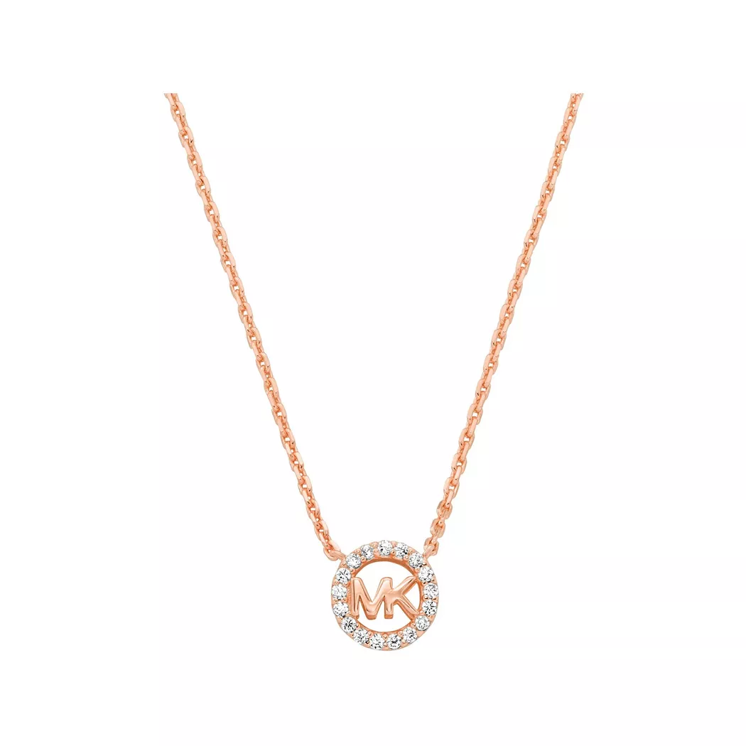 Kette mit Anhänger MICHAEL KORS "Schmuck Geschenk Silber 925 Halsschmuck PREMIUM", rosa (roségoldfarben, kristallweiß), Halsketten, Damen, Silber 925 (Sterlingsilber), L: 43, glitzernd, mit Zirkonia (synth.)