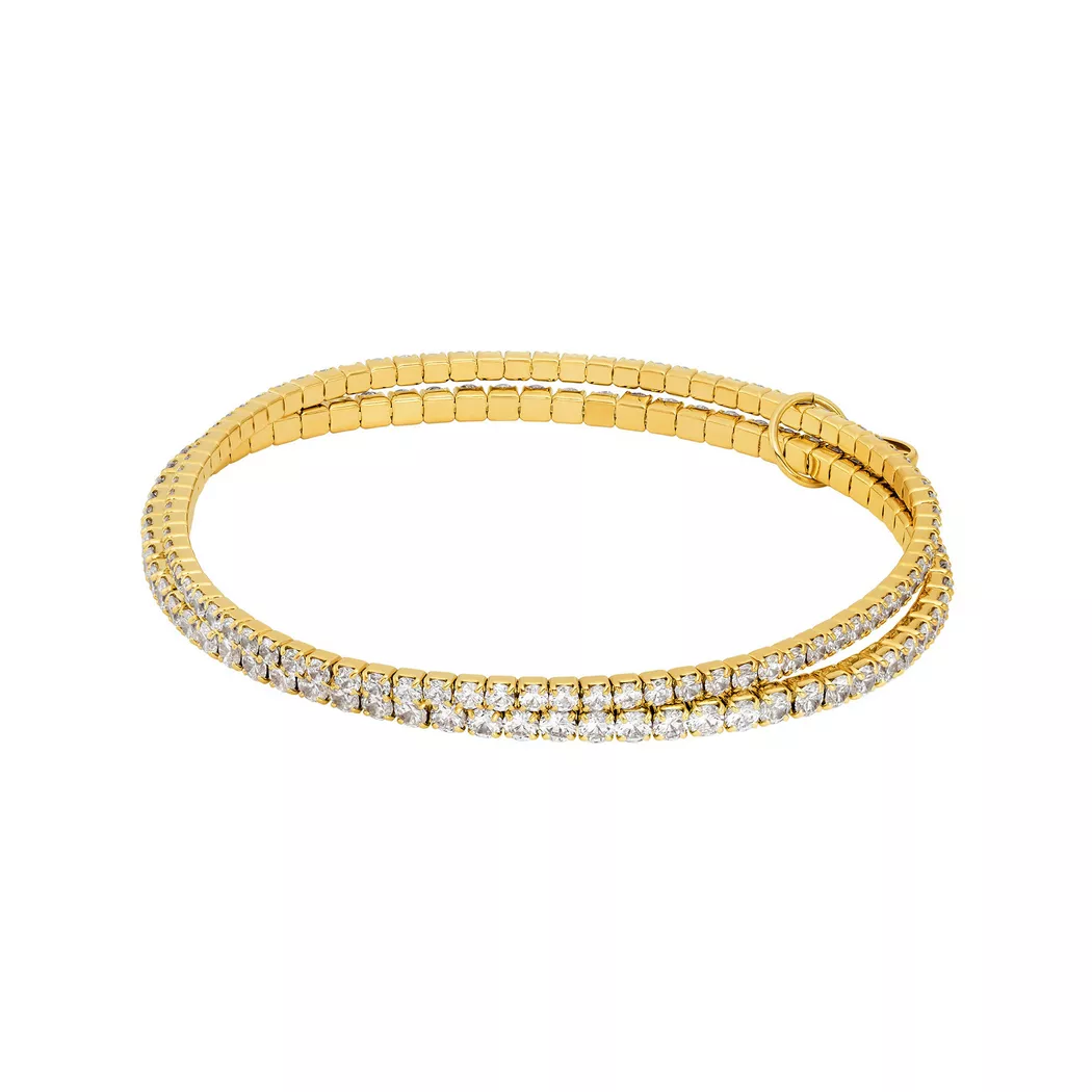Tennisarmband MICHAEL KORS "Schmuck Geschenk Messing Armschmuck PREMIUM", gold (gelbgoldfarben, kristallweiß, kristallweiß), Armbänder, Damen, Messing, glitzernd, Tennisarmband, mit Zirkonia (synth.)
