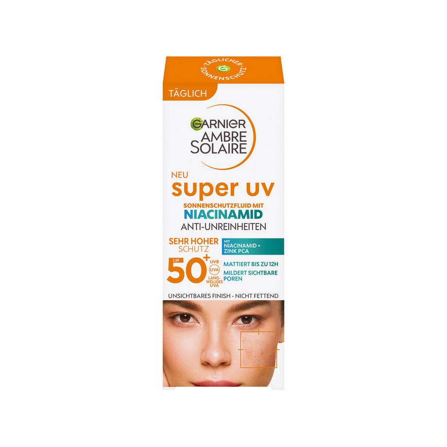 GARNIER  Fluido di protezione solare super UV anti-impurità con niacinamide SPF 50+ 