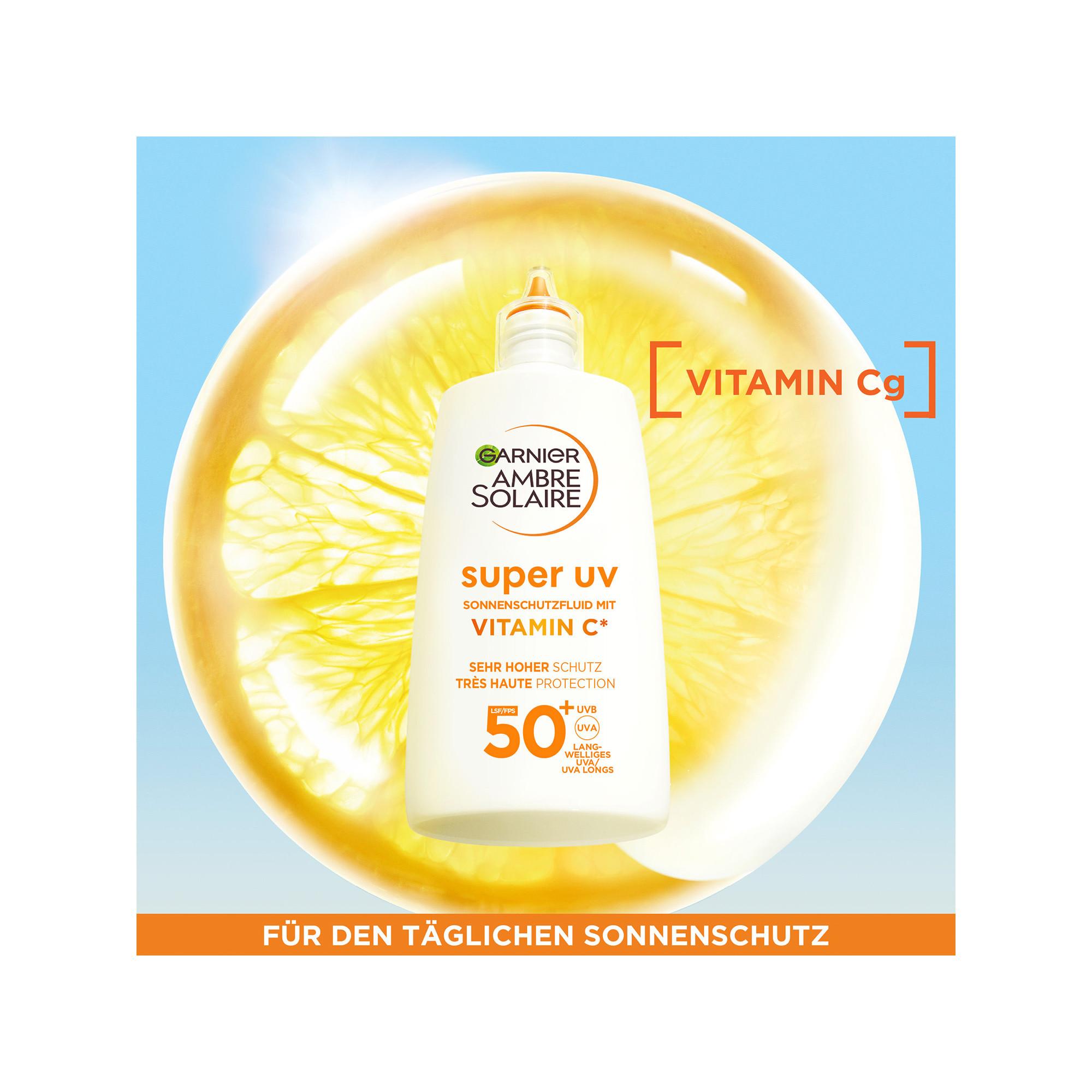 AMBRE SOLAIRE  Fluide de protection solaire Super UV Anti-Dark-Spots à la vitamine C FPS 50+ 