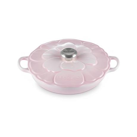LE CREUSET Cocotte basse Fleur, Shell Pink 