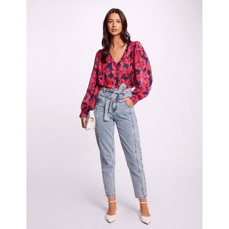 MORGAN Chemisier à Imprimé Floral Manches Longues  