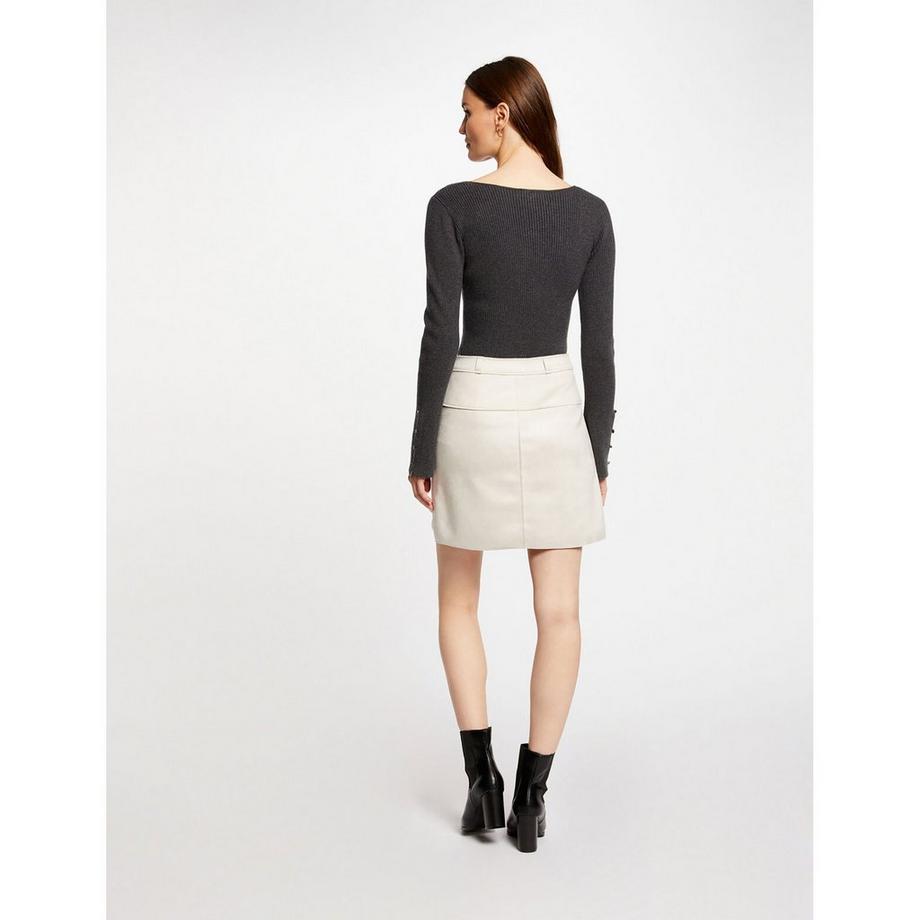 MORGAN Gonna Corta Dritta in Camoscio  