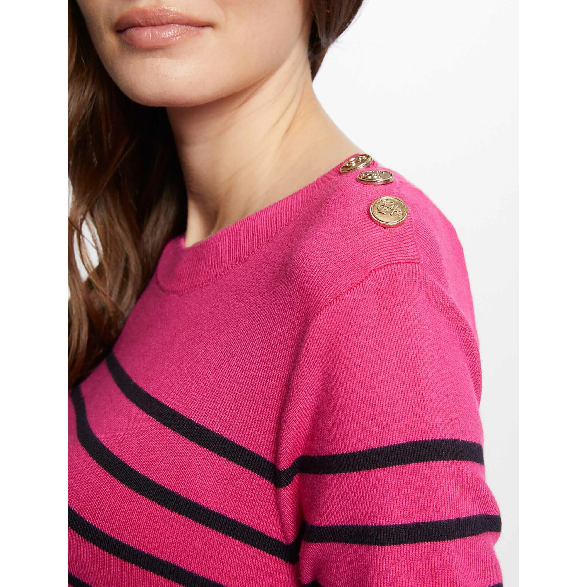 MORGAN Gestreifter Pullover mit Zierknöpfen  