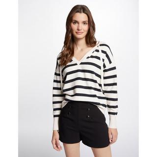 MORGAN Gestreifter Kapuzen V-Ausschnitt Pullover  