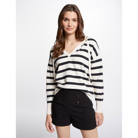 MORGAN Gestreifter Kapuzen V-Ausschnitt Pullover  