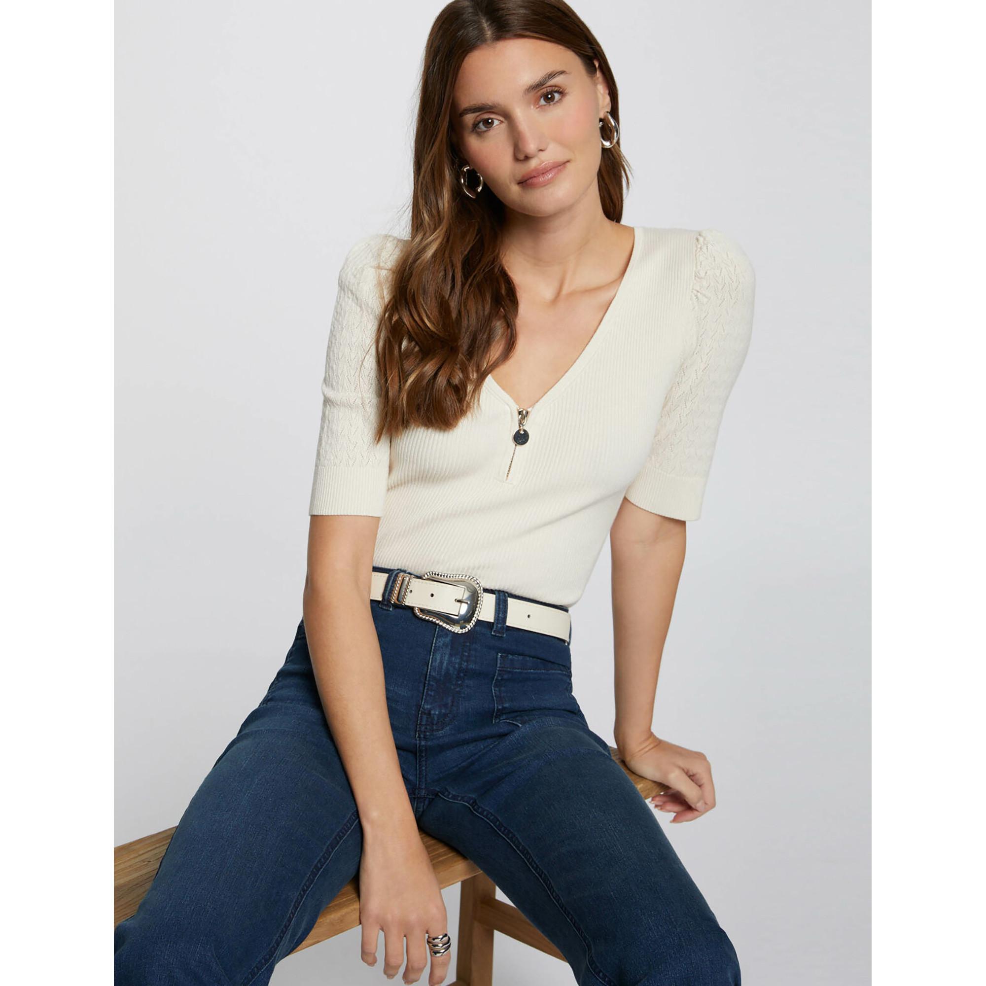 Image of Pullover, Classic Fit, 3/4-arm Damen Elfenbein S