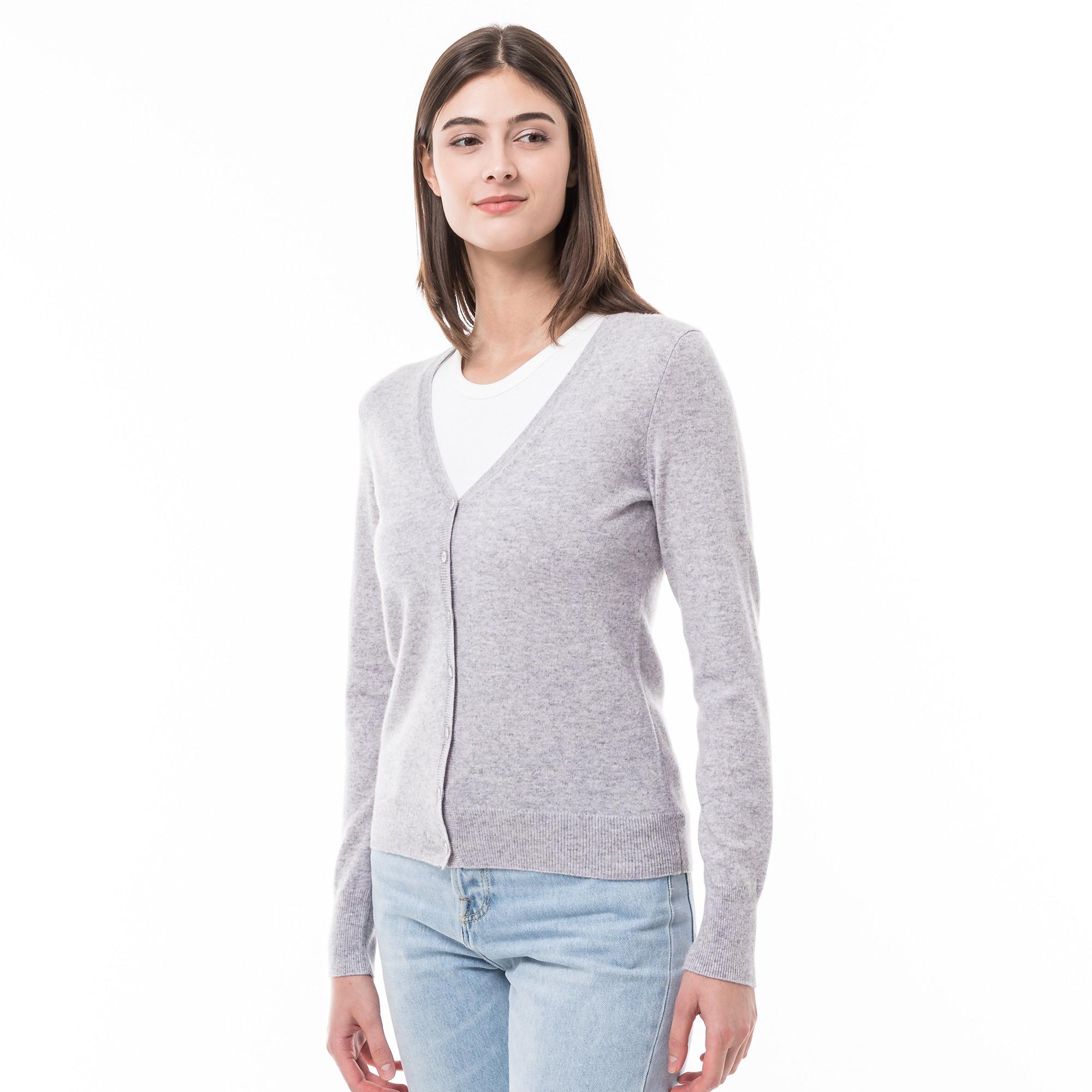 Manor Woman  Cardigan en cachemire bio, col V 