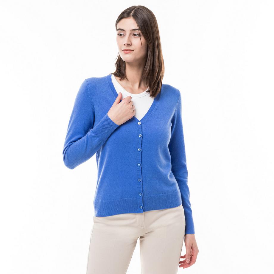 Cardigan en cachemire bio, col V