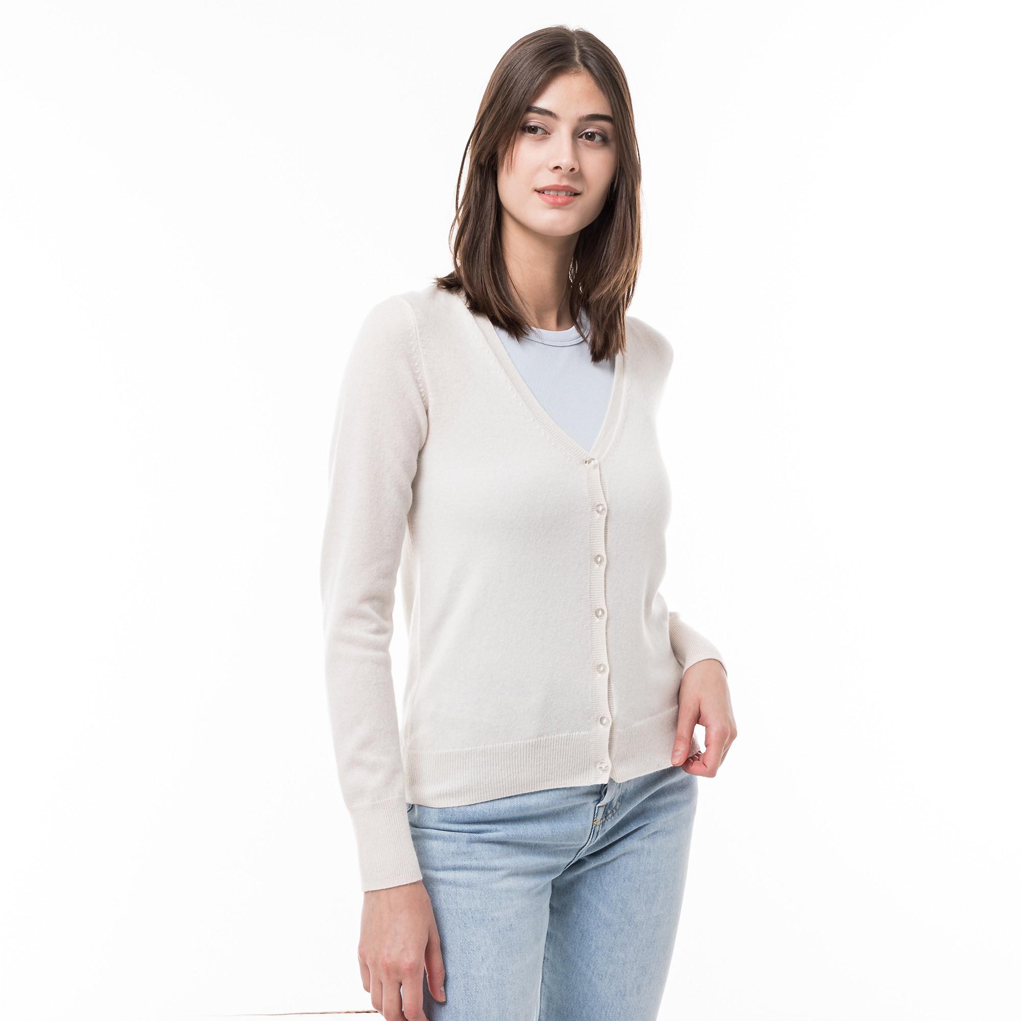 Manor Woman  Cardigan, cachemire organico, scollo a V 