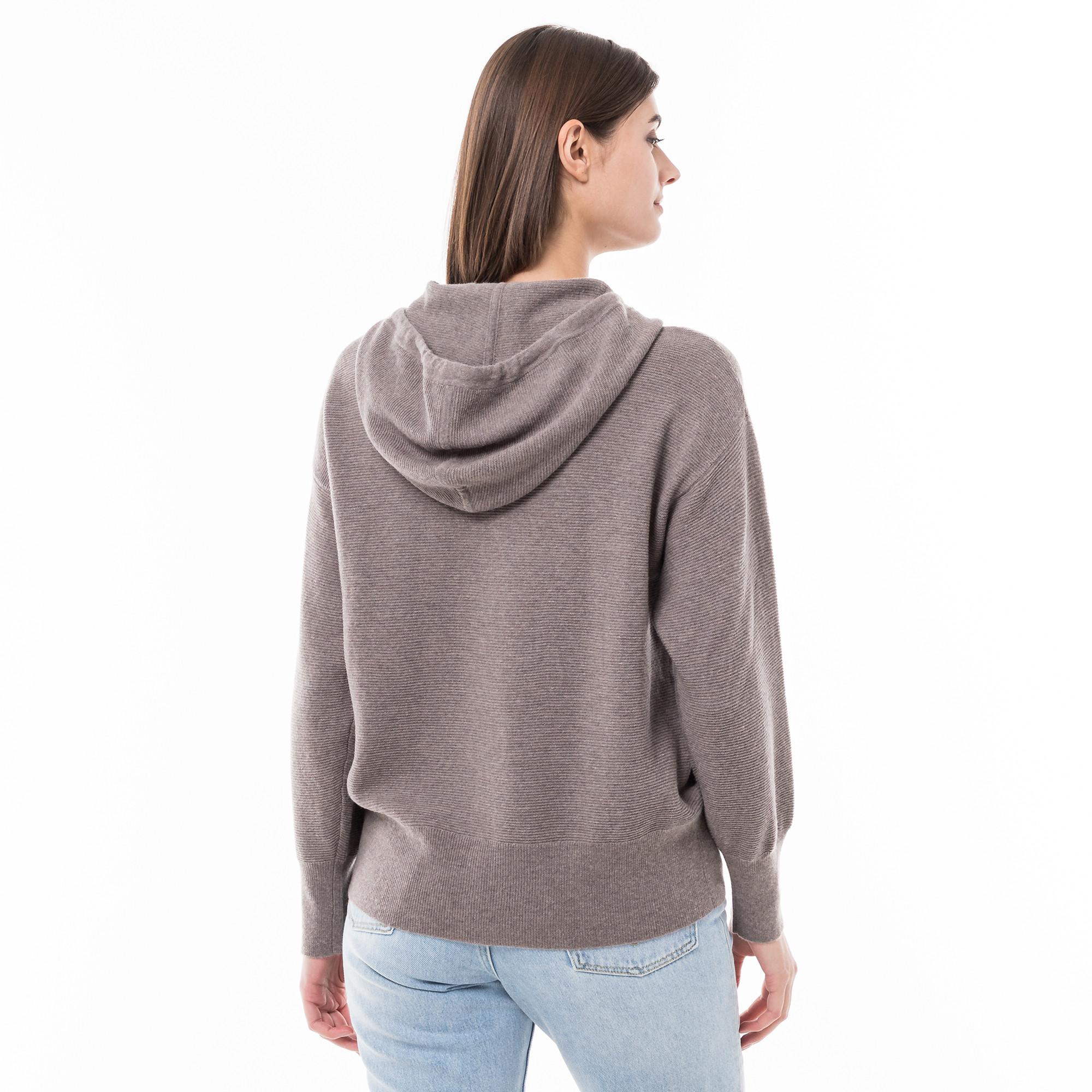 Manor Woman Cardigan Full Zip Bio-Cashmere con Cappuccio  