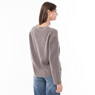 Manor Woman rib Cashmere-Pullover, V-Neck 