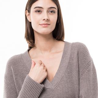 Manor Woman rib Cashmere-Pullover, V-Neck 