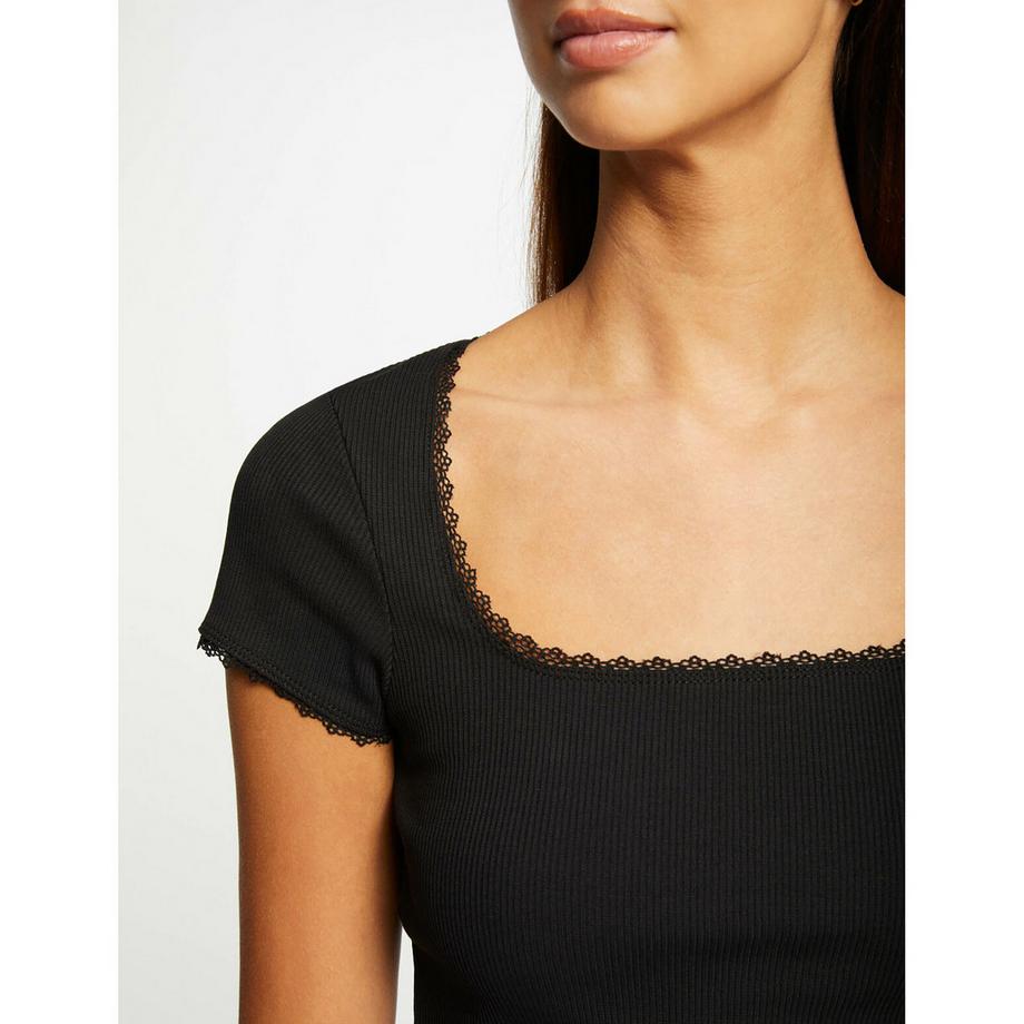 MORGAN T-shirt a costine con scollo quadrato  