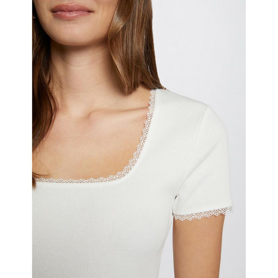 MORGAN Geripptes T-Shirt mit Carré-Ausschnitt  