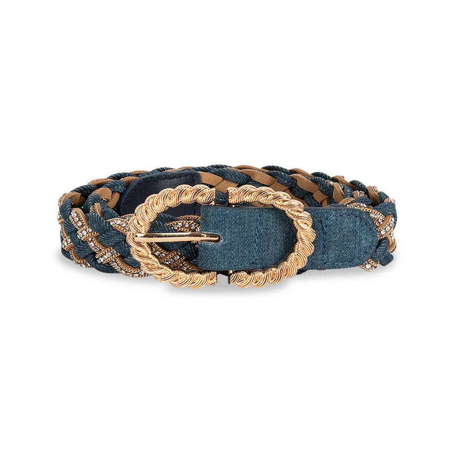 MORGAN Ceinture en Denim Tressée avec Strass  