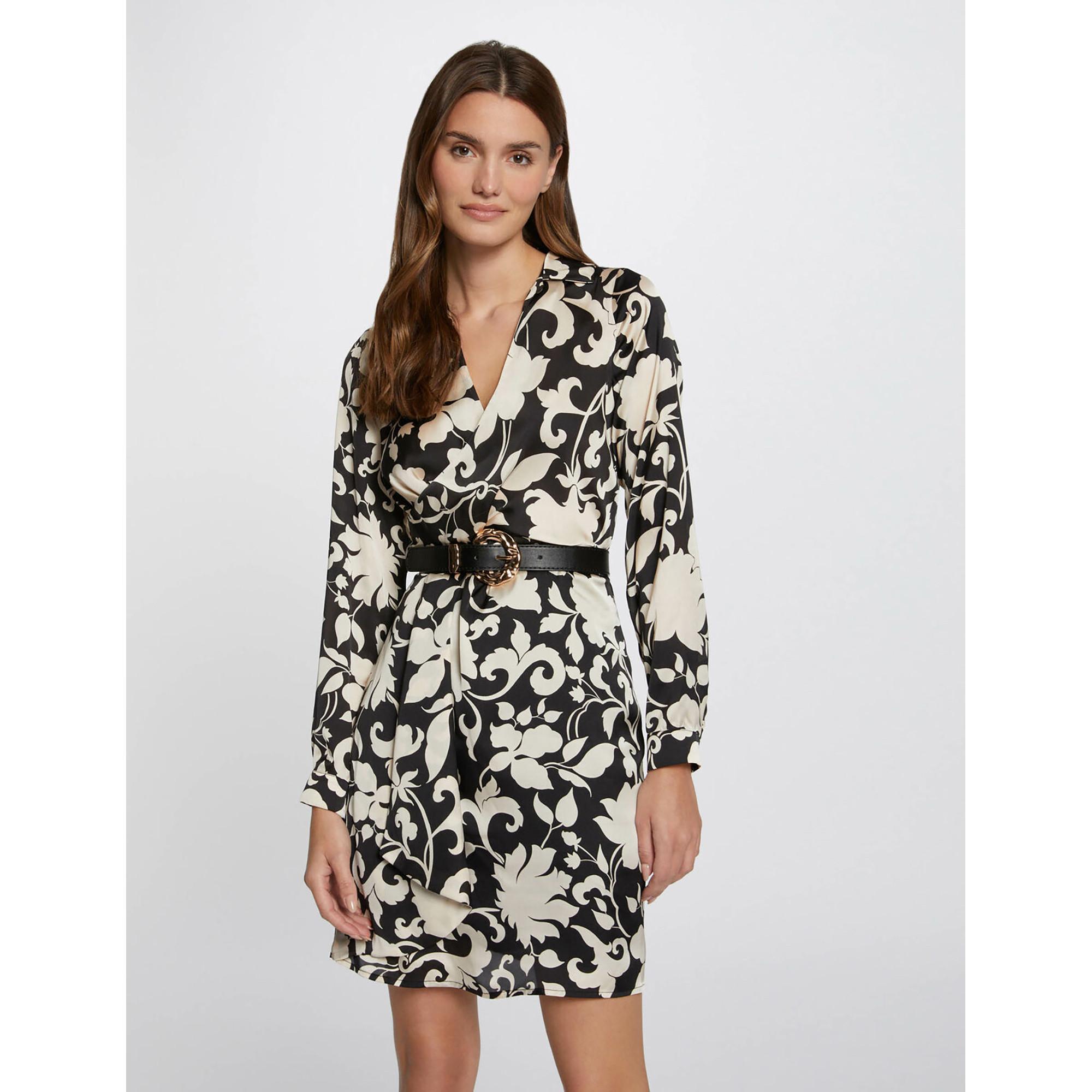 Morgan Damenkleid Aus Spitze – Kurzes Kleid Mit Langen Ärmeln, Rundhalsausschnitt, Größe 40 (Schwarz)