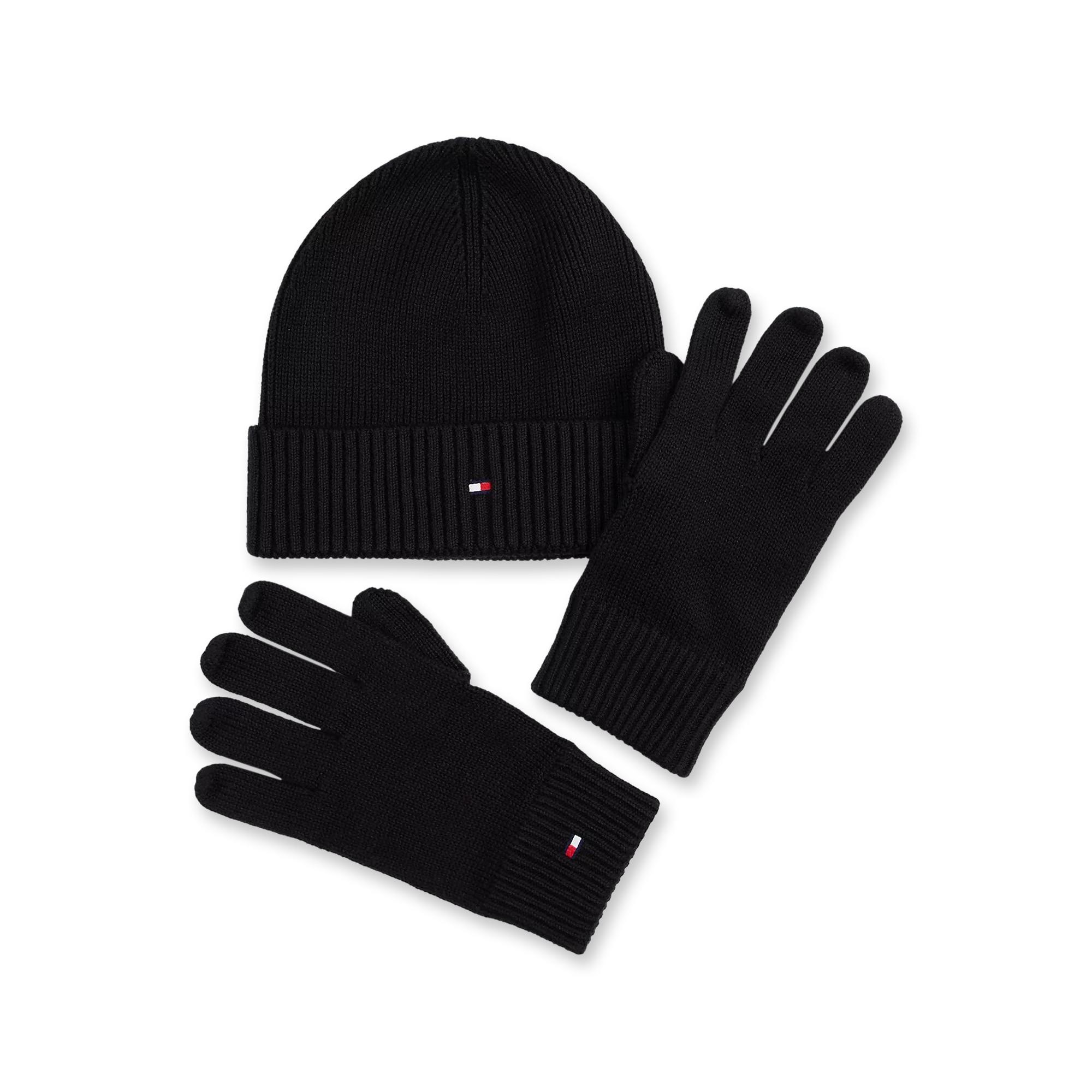 TOMMY HILFIGER FLAG PIMA COTTON BEANIE &GLOVES Set: cappellino e guanti 