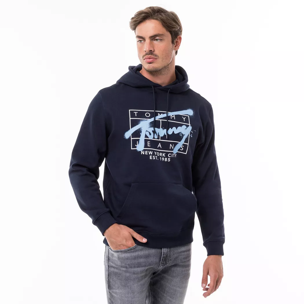 Tommy Jeans Tommy Hilfiger TJM essential flag coupe regular EXT sweat à capuche pour homme bleu marine - S 2