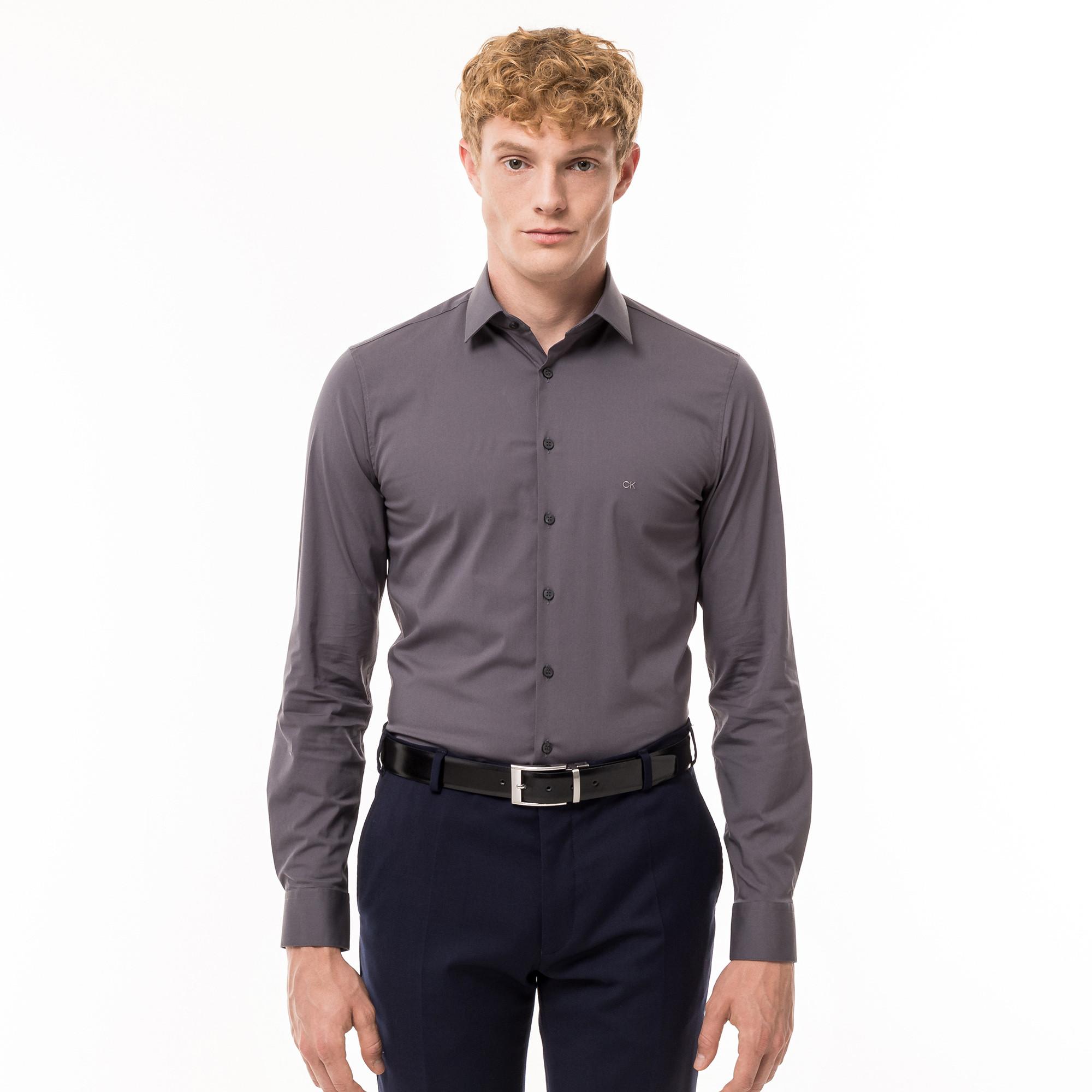 Image of Hemd, Slim Fit, Langarm Herren Grau 38