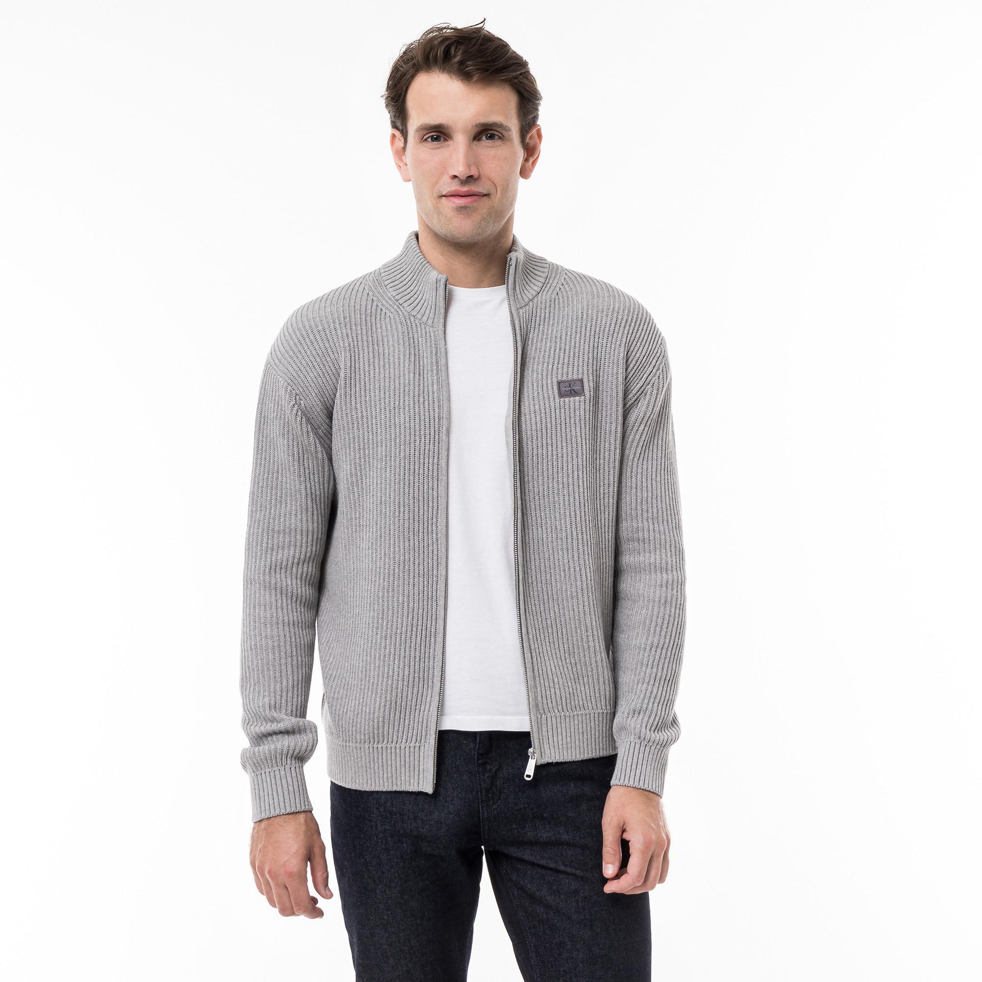 Calvin Klein Jeans WOVEN LABEL ZIP THROUGH SWEATER Maglione, con zip 