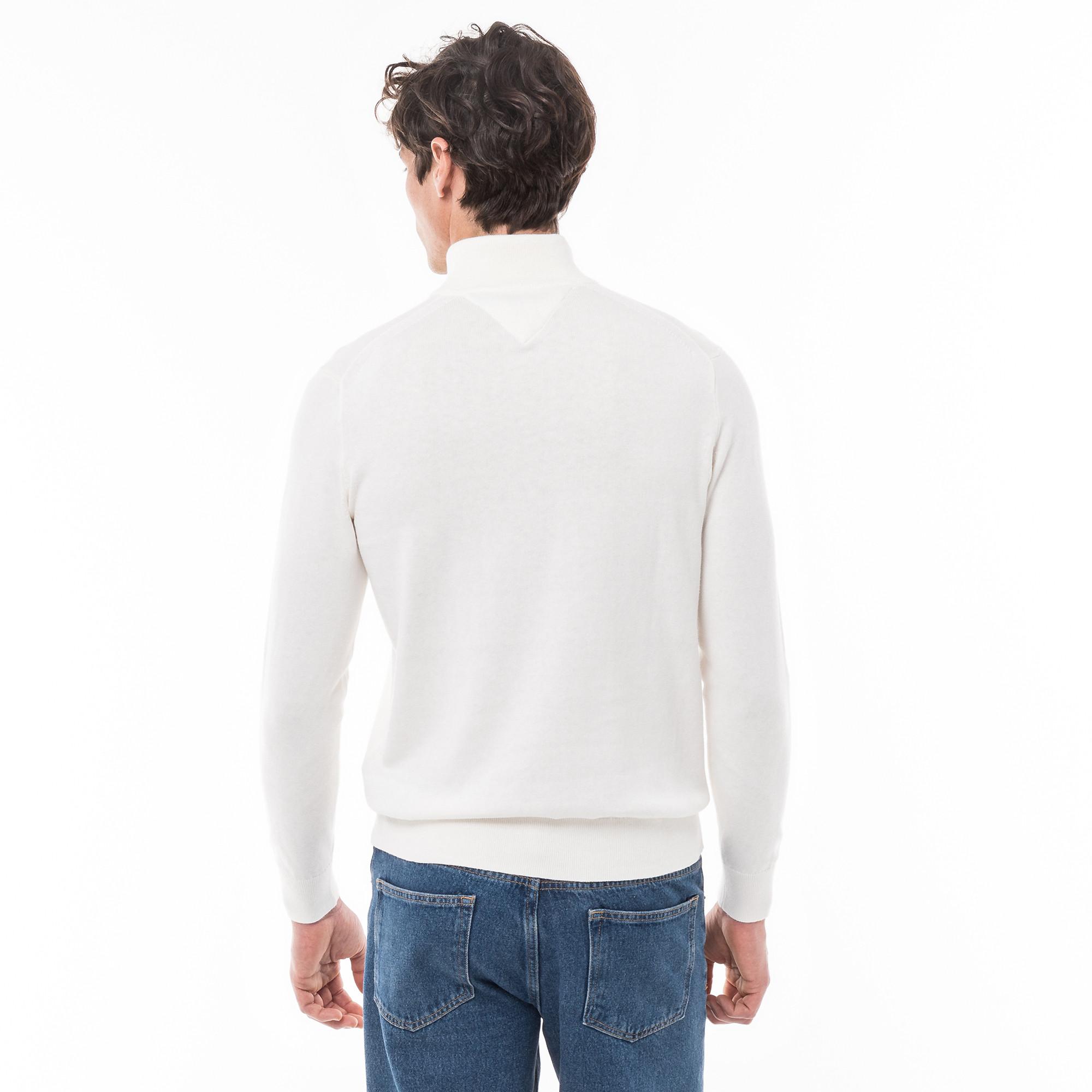 TOMMY HILFIGER Pima Cotone Biologico Cashmere Zip Mock Pullover  