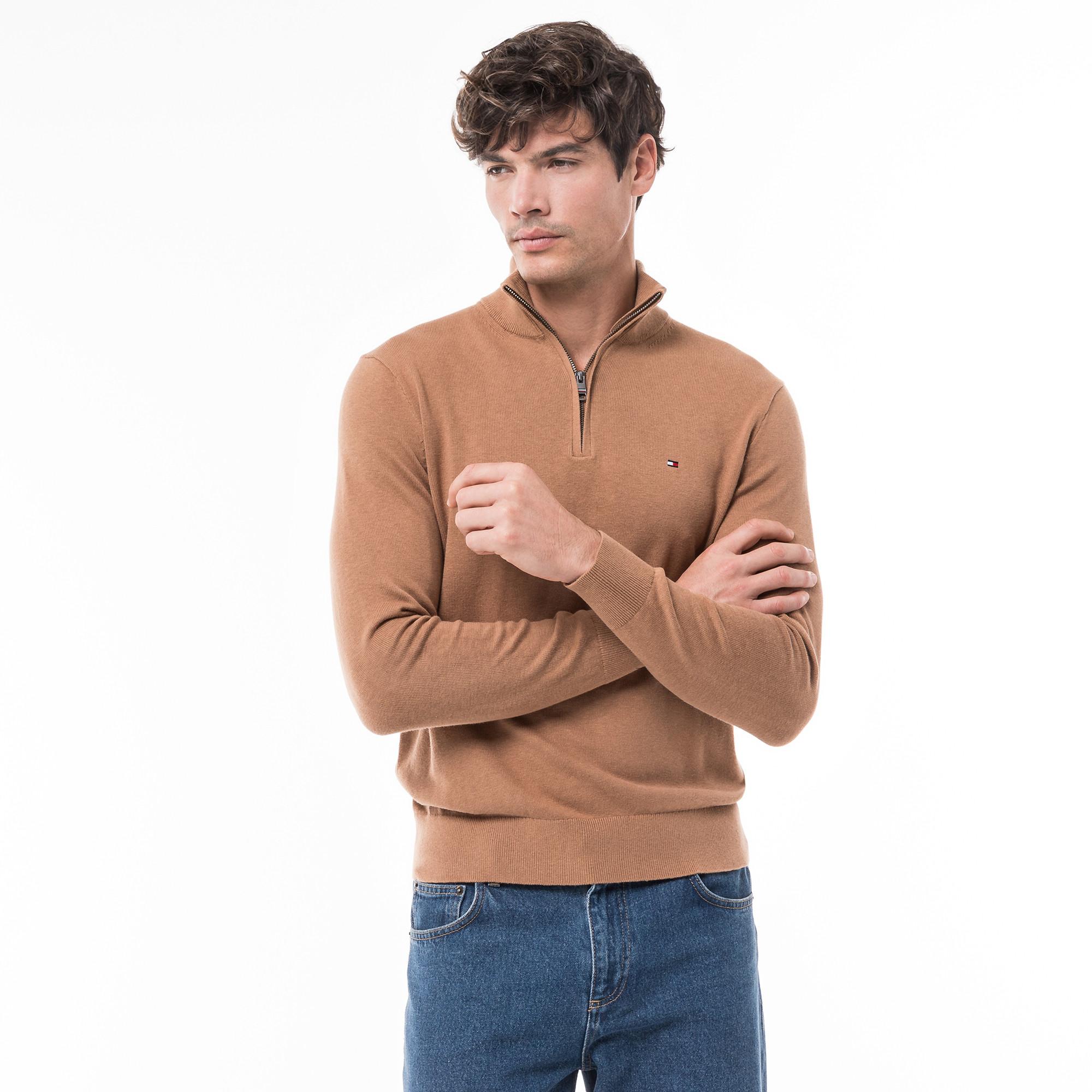 TOMMY HILFIGER PIMA ORG CTN CASHMERE ZIP MOCK Cashmere Pullover 