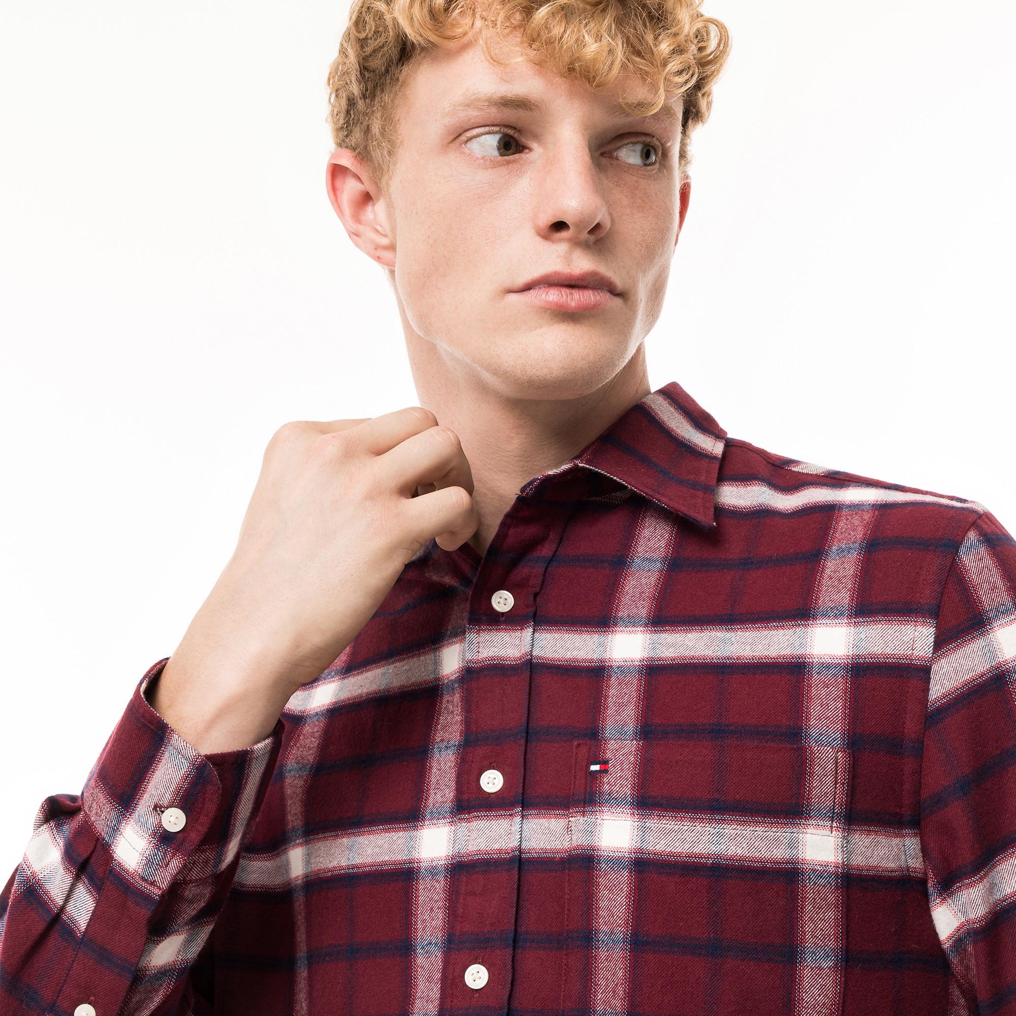 TOMMY HILFIGER Brushed Shadow Check Regular Fit Langarmhemd  