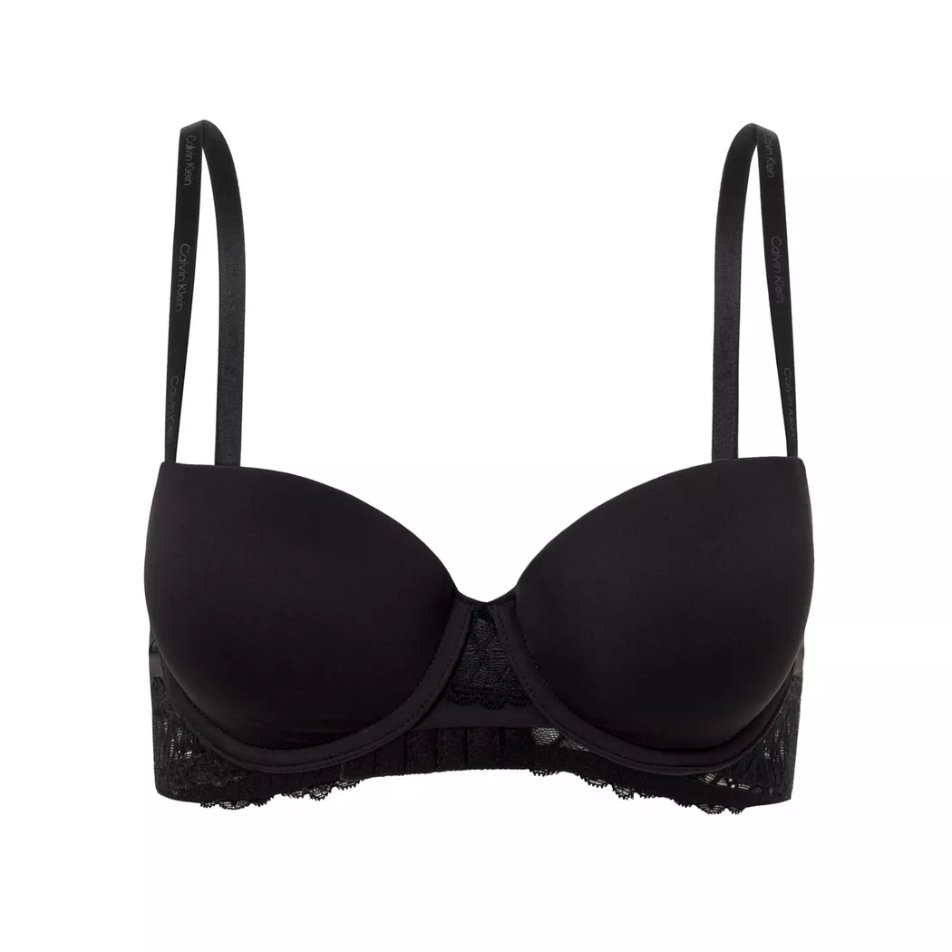 Balconette-BH "LIGHTLY LINED BALCONETTE", Damen, Gr. 70, Cup C, schwarz, Spitze, Obermaterial: 80% Polyamid, 20% Elasthan, CALVIN KLEIN UNDERWEAR, unifarben, körpernah, BHs Balconette-BH, mit Spitzeneinsatz 3