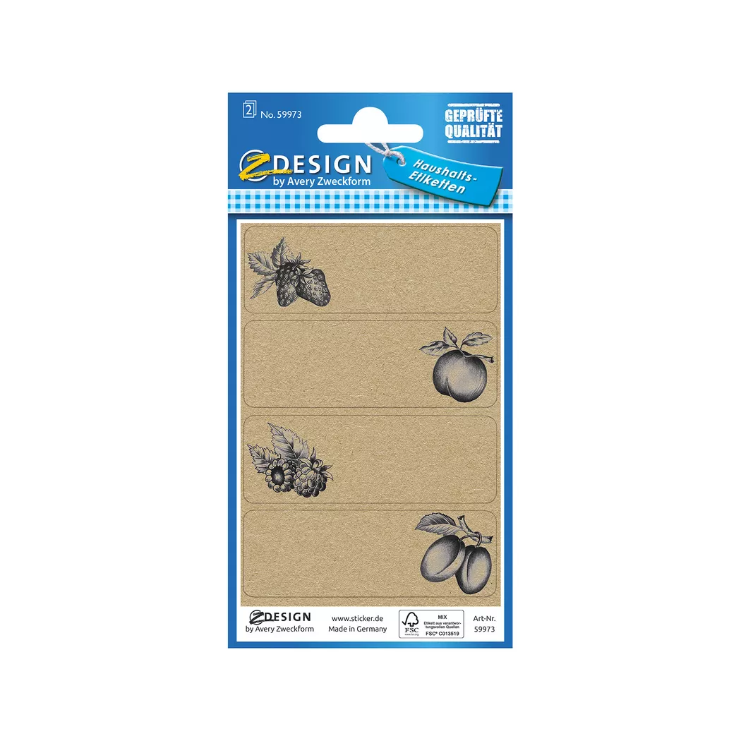 Z-DESIGN – Etiketten für Einmachgläser, 2.6X7.2CM, Braun