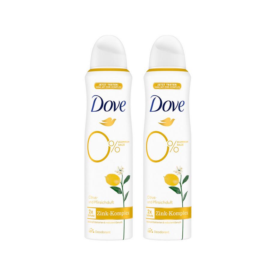 Dove Aero Citrus deo duo Citrus- und Pfirsichduft 0% Aluminiumsalze mit Zink-Komplex Deodorant Spray Duo 