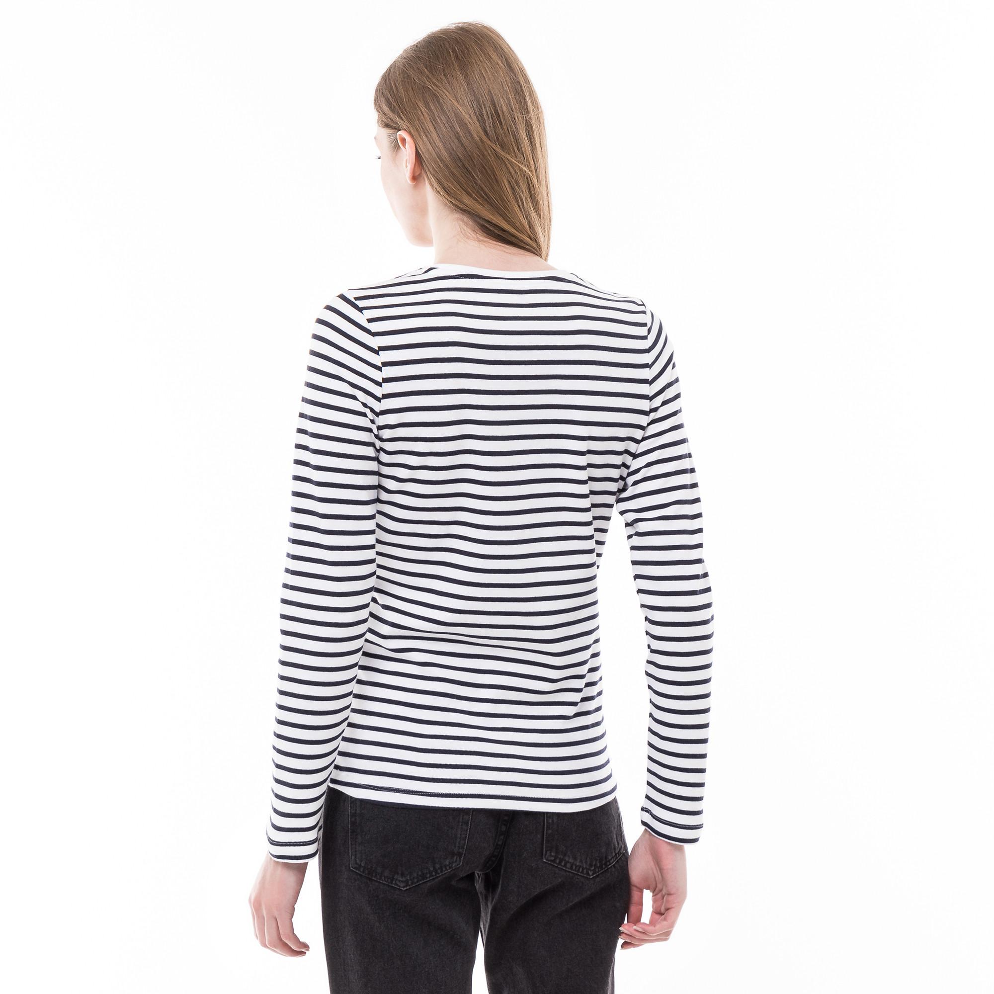 Manor Woman T-shirt a righe a maniche lunghe girocollo  